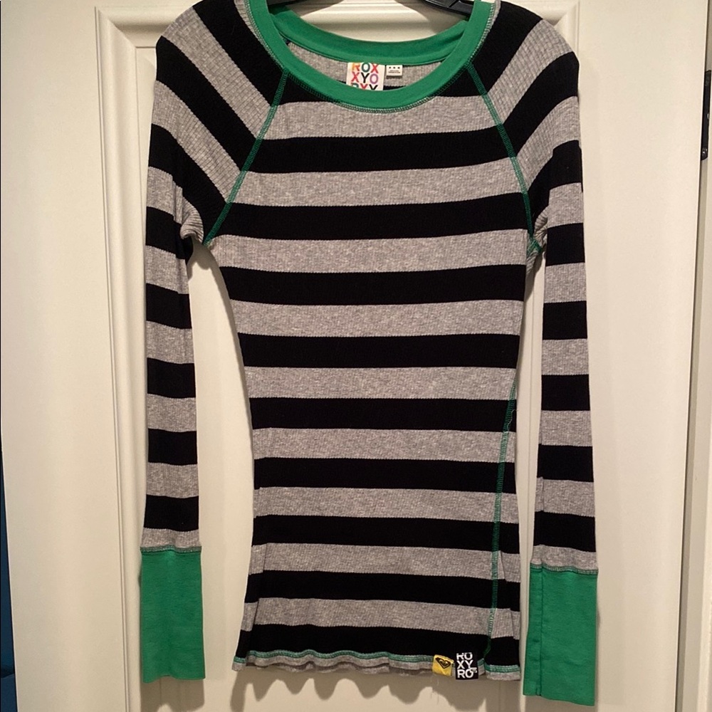 Women’s Striped Black and Gray Long Sleeve Shirt